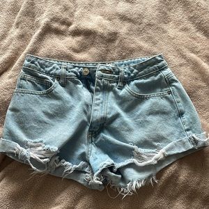 Light wash jean shorts